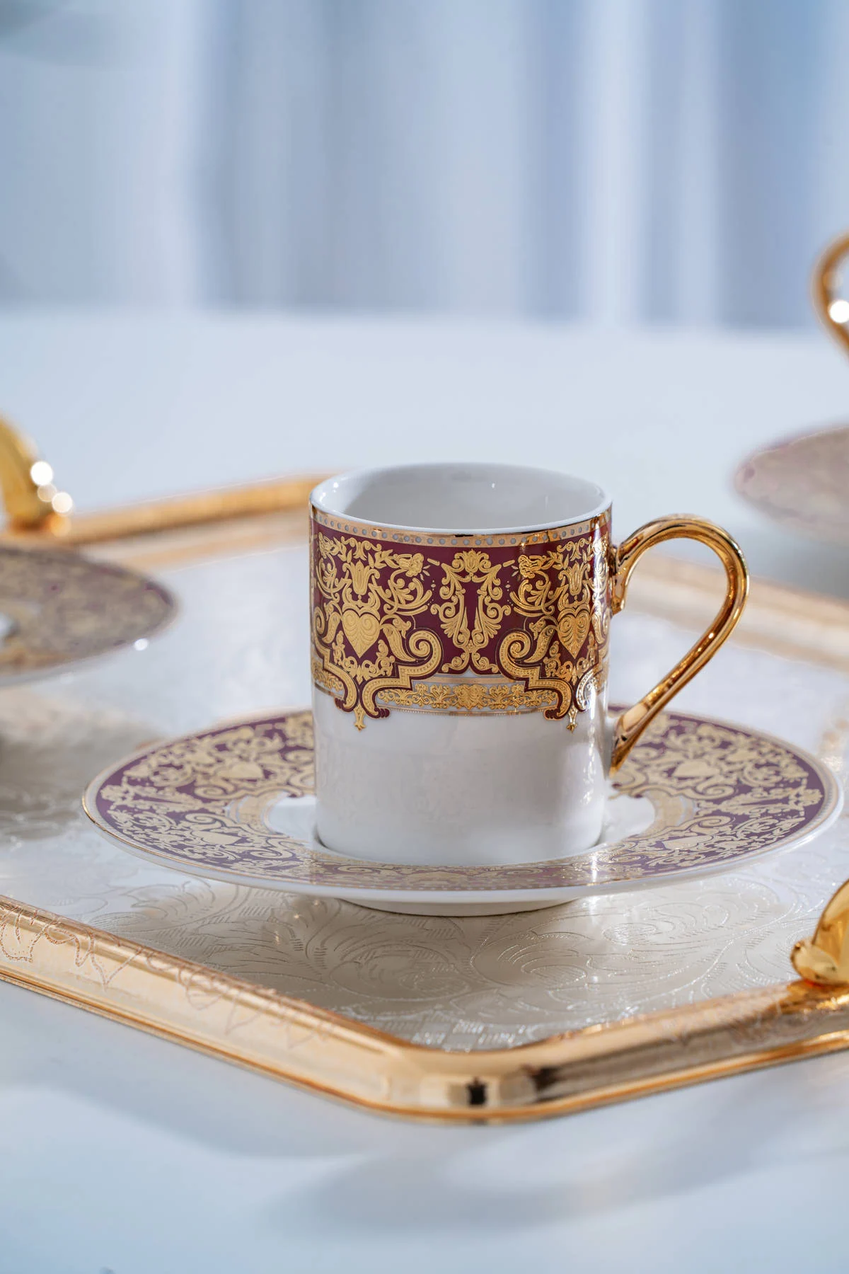 Marcella 24K Altın Detaylı 6 Kişilik Porselen Kahve Fincan Takımı - 90 ml · 2. fotoğraf