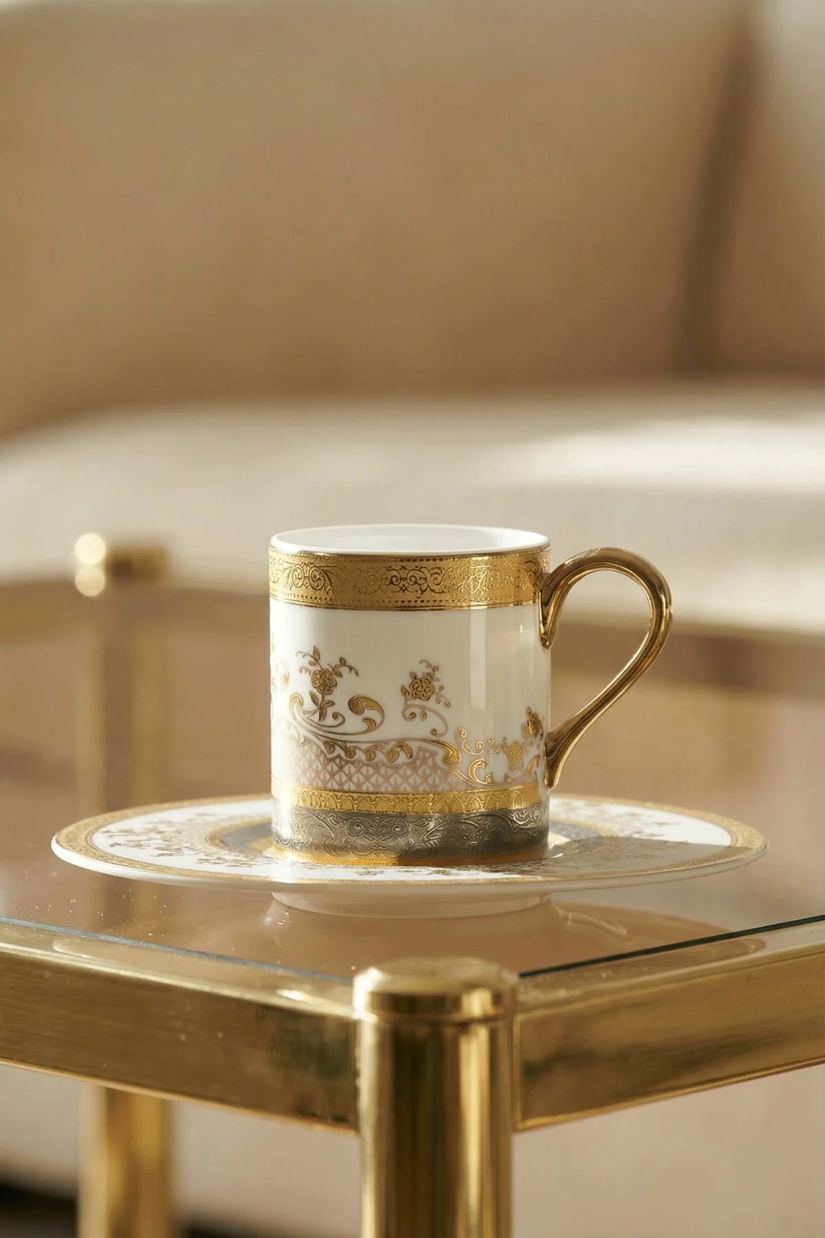 Laurens 24K Altın Detaylı 6 Kişilik Porselen Kahve Fincanı Takımı - 100 ml · 2. fotoğraf