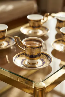 Macbeth 24K Altın Detaylı 6 Kişilik Porselen Kahve Fincanı Takımı - 90 ml