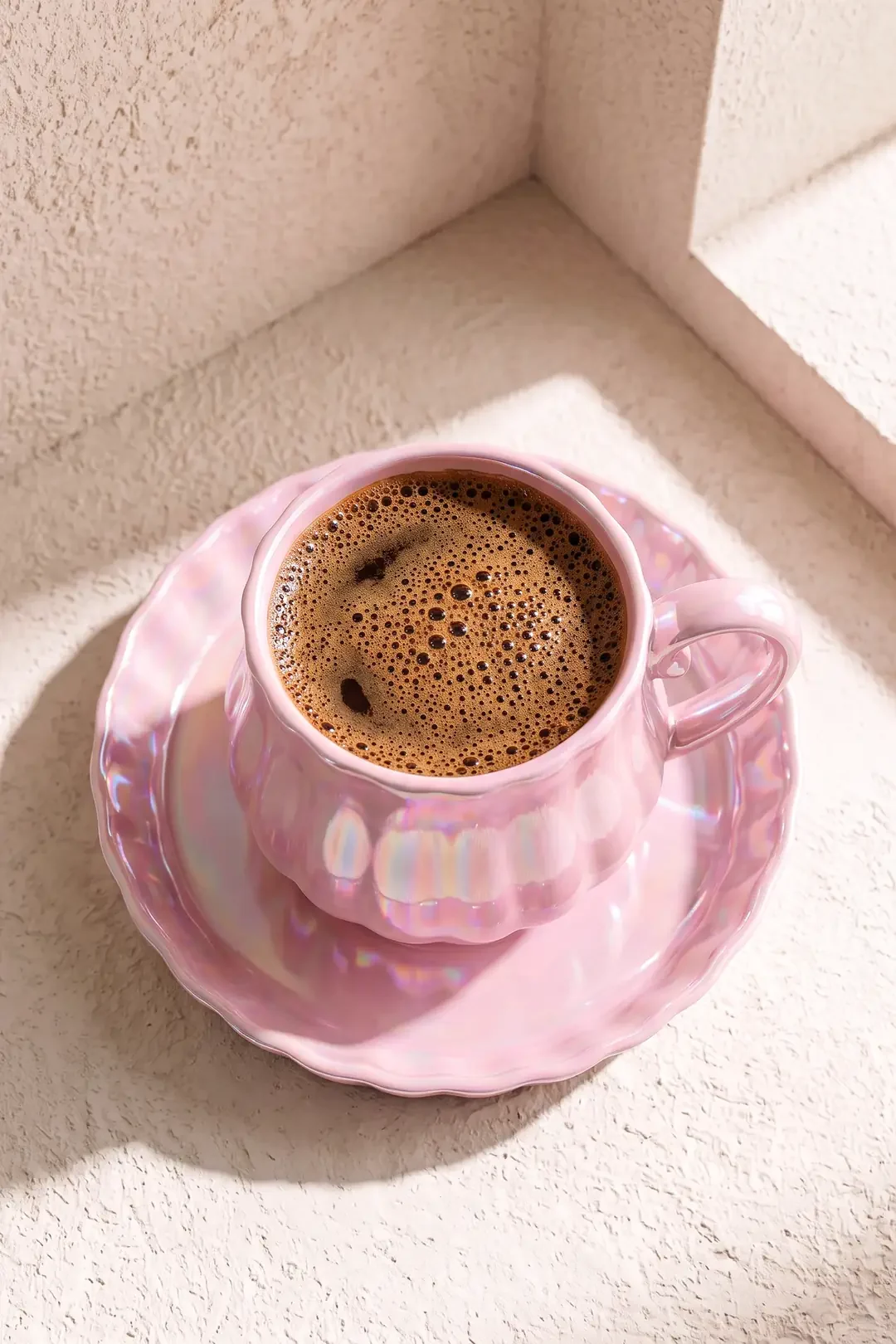 Pink Line Dalgalı Porselen 2 Kişilik Kahve Fincanı Takımı · 6. fotoğraf