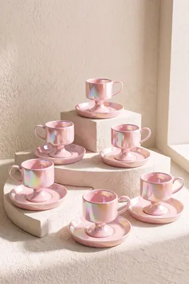 Pink Porselen 6 Kişilik Kahve Fincanı Takımı