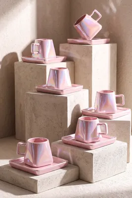 Pinks Porselen 6 Kişilik Kahve Fincanı Takımı