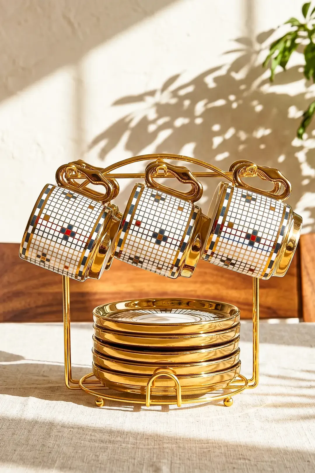 Kapadokya 6 Kişilik 13 Parça Standlı Kahve Fincan Takımı New Bone China Porselen · 3. fotoğraf