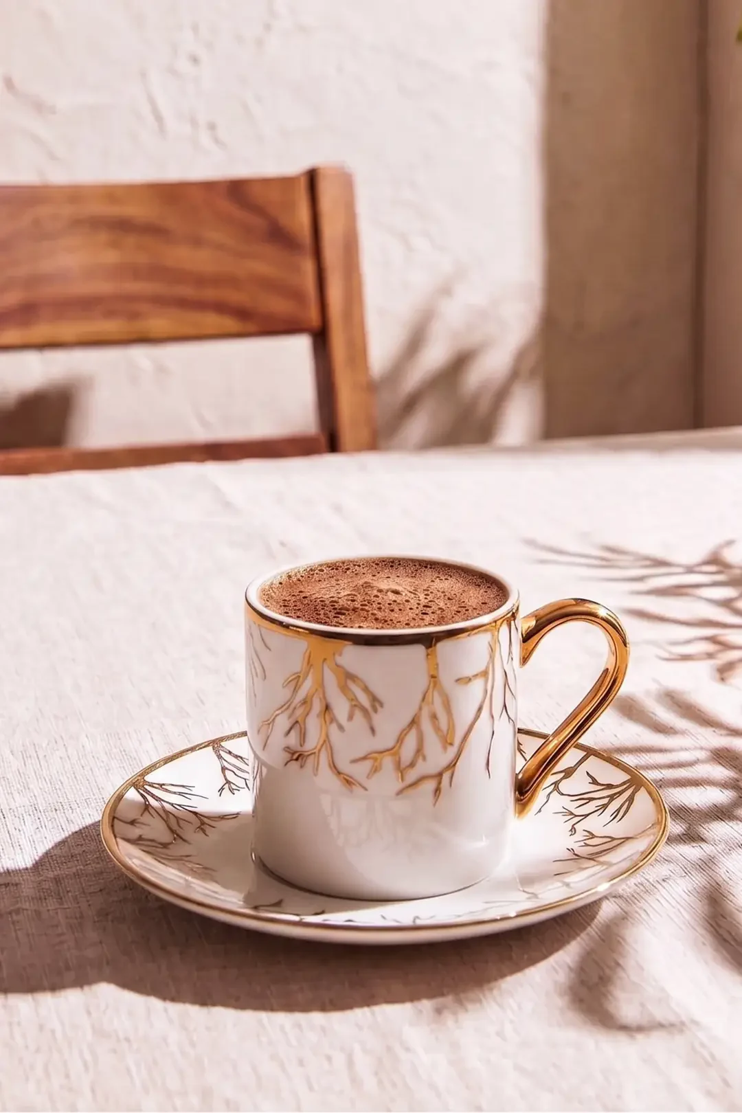 Hayat Ağacı 6 Kişilik 13 Parça Standlı Kahve Fincan Takımı New Bone China Porselen · 3. fotoğraf